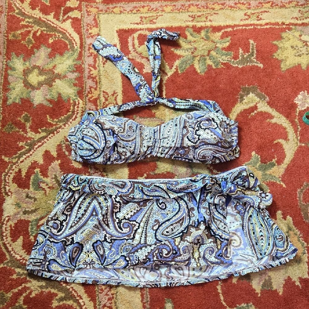 Tommy Bahama Blue Paisley Two-Piece Skirt Bikini Set